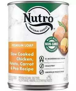 NUTRO PREMIUM LOAF Adult Natural Grain Free Wet Dog Food Slow Cooked Chicken, Potato, Carrot & Pea Recipe, 12.5 oz. Cans (Pack of 12)