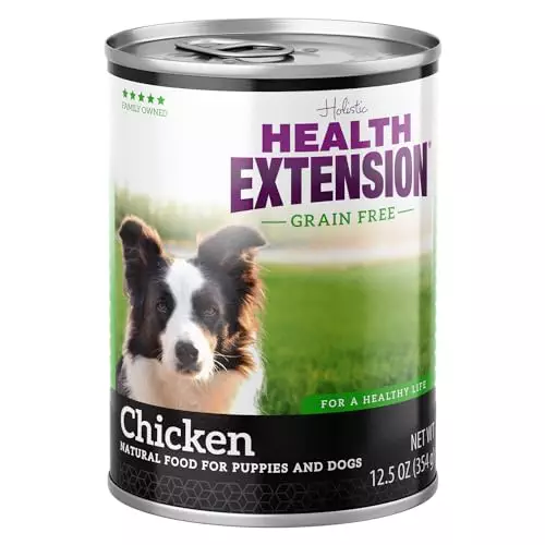 Health Extension Wet Dog Food, Gluten and Grain-Free, Healthy Natural Food Canned for Puppies, Chicken Recipe