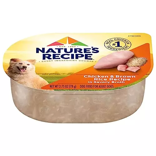 Nature’s Recipe Wet Dog Food, Chicken in Broth Recipe, 2.75 Ounce Cup (Pack of 12) Package may vary