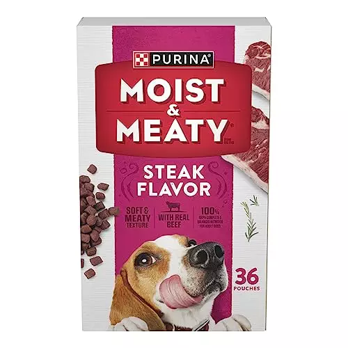 Purina Moist and Meaty Steak Flavor Soft Dog Food Pouches – 36 ct. Pouch