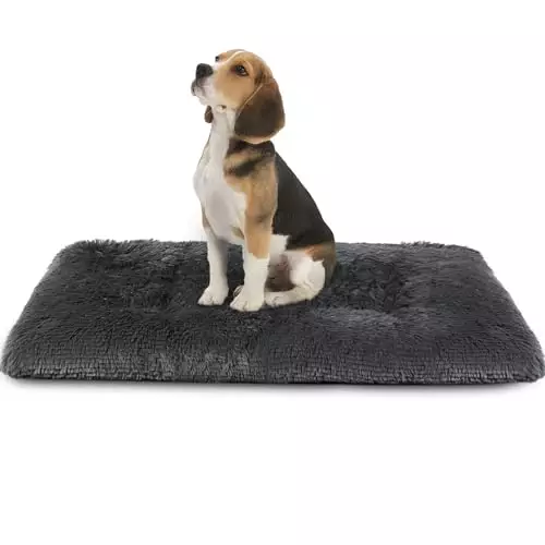 Dog Crate Pad Ultra Soft Dog Bed Mat Washable Pet Kennel Bed with Non-Slip Bottom Fluffy Plush Sleeping Mat for Large Medium Small Dogs, 35 x 22 Inch