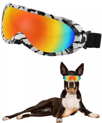 Pets Sunglasses for Medium,Large Dog UV Goggles Breathable Sweat Windproof Anti-Dust Snowproof Glasses with Elastic Straps Zebra Print