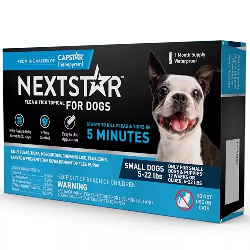 NEXTSTAR Flea and Tick Prevention for Dogs, Repellent, and Control, Fast Acting Waterproof Topical Drops for Small Dogs, 1 Month Dose