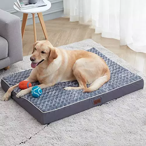 WESTERN HOME WH Large Dog Bed for Large, Jumbo, Medium Dogs, Orthopedic Pet Bed Waterproof Mattress with Removable Washable Cover, Thick Egg Crate Foam Dog Bed with Non-Slip Bottom