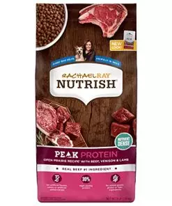 Rachael Ray Nutrish PEAK Natural Dry Dog Food, Open Prairie Recipe with Beef, Venison & Lamb, 4 Pound Bag, Grain Free (Packaging May Vary)