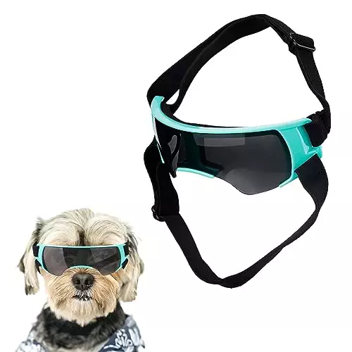 Dog Goggles for Small Dogs, Windproof Dog Sunglasses with Adjustable Strap Puppy Sunglasses for Small Medium Dogs Eye Protection Goggles for Outdoor Riding Driving Eyewear (Blue)