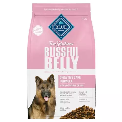 Blue Buffalo True Solutions Blissful Belly Adult Dry Dog Food, Digestive Care Formula, Helps Maintain Stool Quality, Made in the USA with Natural Ingredients, Chicken, 11-lb. Bag