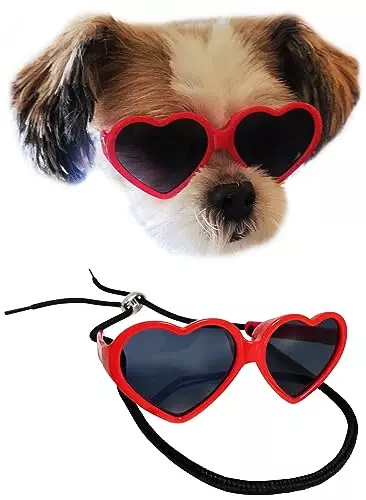 G027 Dog Cat Pet Heart Sunglasses Glasses for Small Breed up to 15lbs (Red)