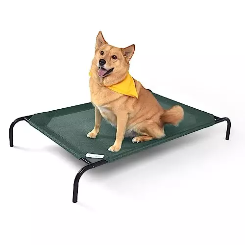 Coolaroo Gale Pacific The Original Cooling Elevated Dog Bed, Indoor and Outdoor, Large, Brunswick Green, 51.00″ x 31.50″ x 8.00″