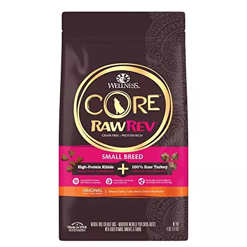 Wellness CORE RawRev Grain-Free Dry Small Dog Food, Natural Ingredients, Made in USA with Real Freeze-Dried Meat (Adult, Small Breed, 4 lbs)