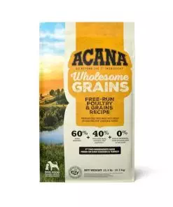 ACANA Wholesome Grains Dry Dog Food, Free-Run Poultry, Real Chicken & Turkey and Eggs Dog Food Recipe, 22.5lb