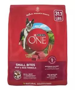 Purina ONE Small Bites Beef and Rice Formula Small High Protein Dry Dog Food Natural with Added Vitamins, Minerals and Nutrients – 31.1 lb. Bag