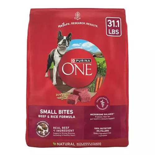 Purina ONE Small Bites Beef and Rice Formula Small High Protein Dry Dog Food Natural with Added Vitamins, Minerals and Nutrients – 31.1 lb. Bag