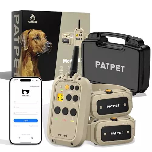 PATPET Dog Training Collar for 2 Dogs(15-140 lbs) – 1/2 Mile Range E Collar with APP Control, Bluetooth-Enabled Waterproof Electric Dog Shock Collar with Remote