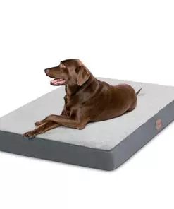 MIHIKK Waterproof Dog Beds Large Sized Dog with Machine Washable Cover Orthopedic Dog Bed with Anti-Slip Bottom, 36 x 27 Inch, Light Grey