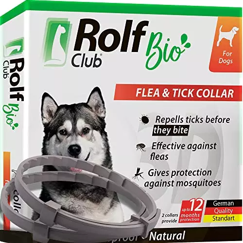 Natural Flea & Tick Collar for Dogs – 6 Months Control of Best Prevention & Safe Treatment – Anti Fleas and Ticks Essential Oil Repellent (1 Pack, 2 Count)