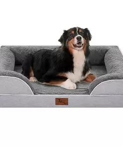 Loeysu Dog Bed for Large Dogs,Orthopedic Egg Memory Foam Dog Bed with Bolster, Breathable & Waterproof Dog Sofa Bed-Removable Washable Cover & Nonslip Bottom