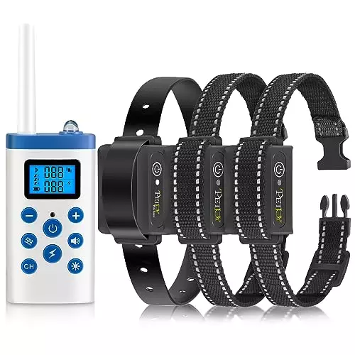 PetJoy Automatic Bark Collar with Remote, Bark Collar and Training Collar 2 in 1, Shock Collar for Large Dogs, 3 Dog Shock Collar with Beep Vibration Auto Modes