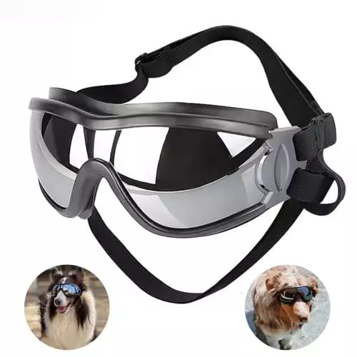 Hsathoac Dog Goggles, Dog Sunglasses with Elastic Strap, UV Pet Goggles, Protect Dog’s Eyes for UV, Wind, Dust, and Fog, Medium/Large Breed