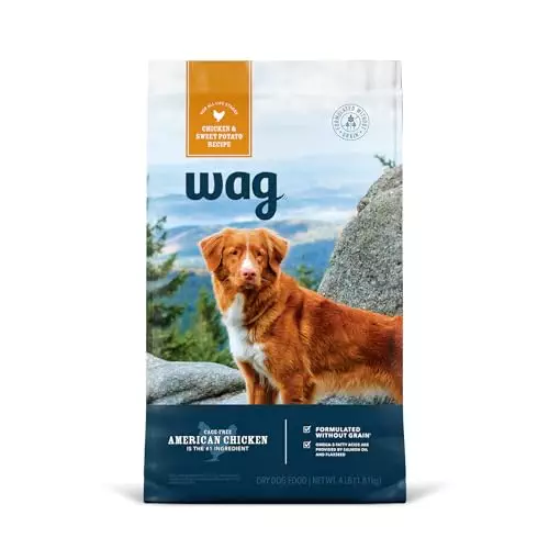Amazon Brand – Wag Dry Dog Food Chicken & Sweet Potato, Grain Free 4 lb Bag