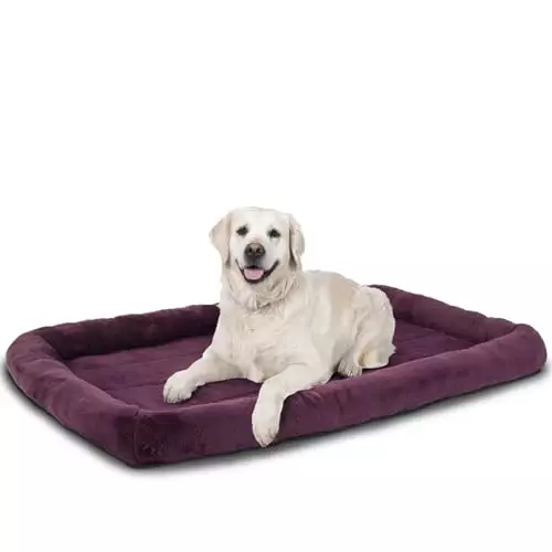 Patas Lague Bolster Dog Bed for Medium Dogs 36”x24”, Soft Foam Dog Sofa Pet Bed, Machine Washable Dog Cat Crate Bed Mat for Medium Pet Breeds Taupe