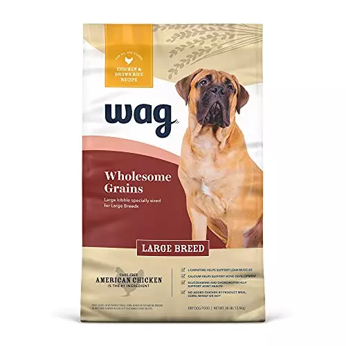 Amazon Brand – Wag Large Breed Dry Dog Food, Chicken and Brown Rice, 30 lb Bag