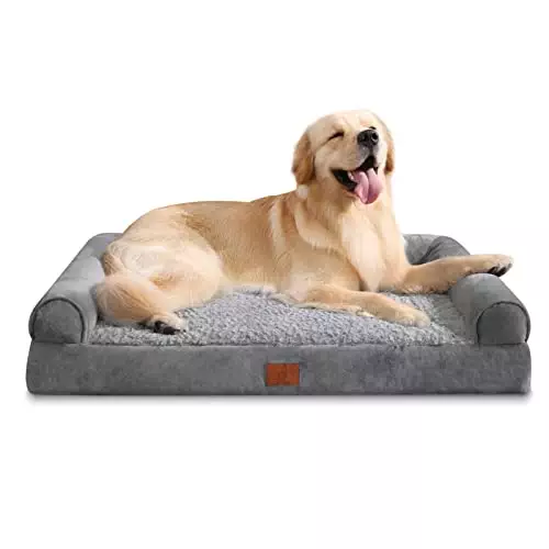 Mesa Lemon Washable Dog Bed with Removable Cover, Orthopedic Bed with Waterproof Lining, Memory Foam Bolster Sofa with Nonskid Bottom, Bed for Large, Extra Large Dogs
