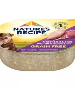 Nature’s Recipe Grain Free Chicken & Lamb Recipe in Savory Broth Wet Dog Food, 2.75 oz. Cup, 12 Count