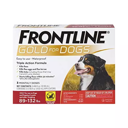 Frontline Gold Flea & Tick Treatment for X-Large Dogs Up to 89 to 132 lbs., Pack of 3