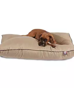 Majestic Pet Rectangle Large Dog Bed Washable – Non Slip Comfy Pet Bed – Dog Crate Bed Super Value Pillow Dog Bed – Dog Kennel Bed for Sleeping – Dog Bed Large Breed 46 x 35 Inch – Solid Khaki