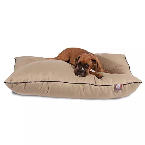 Majestic Pet Rectangle Large Dog Bed Washable – Non Slip Comfy Pet Bed – Dog Crate Bed Super Value Pillow Dog Bed – Dog Kennel Bed for Sleeping – Dog Bed Large Breed 46 x 35 Inch – Solid Khaki