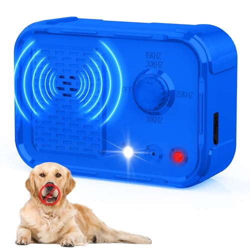 Upoosy Anti Barking Device for Dogs Indoor Bark Box IPX6 Waterproof 3 Adjustable Levels Rechargeable Ultrasonic Dog Bark Deterrent Devices Strobe Light Effective Dog Barking Silencer Outdoor