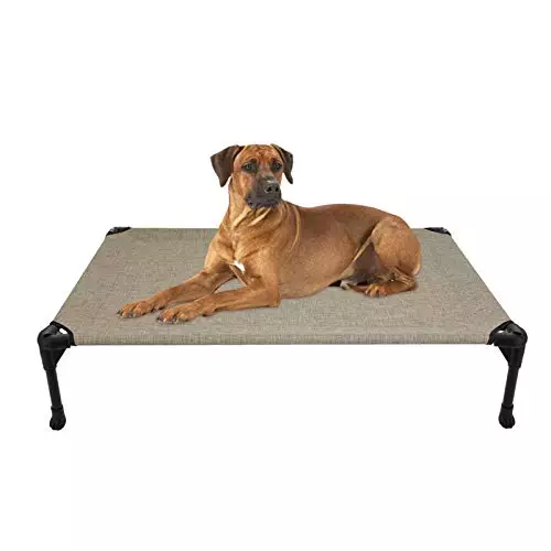 Veehoo Cooling Elevated Dog Bed, Portable Raised Pet Cot with Washable & Breathable Mesh, No-Slip Feet Durable Dog Cots Bed for Indoor & Outdoor Use, Large, CWC1803-L