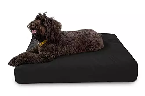 K9 Ballistics Tough Rectangle Pillow Large Dog Bed – Removable Cover, Washable, Durable & Water Resistant Dog Bed Made for Big Dogs 40″x34″, Obsidian Black