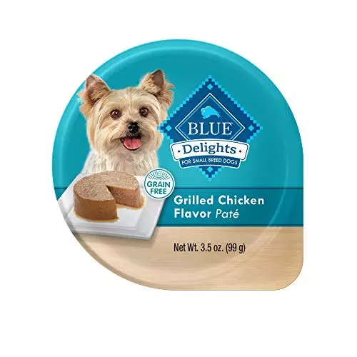 Blue Buffalo Delights Natural Adult Small Breed Wet Dog Food Cups, Pate Style, Grilled Chicken Flavor in Savory Juice 3.5-oz (Pack of 12)