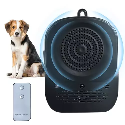 KMSLJSM Ultrasonic Anti Barking Device, Dog Bark Control Devices with Adjustable Ultrasonic Level Control and Remote Control, Stop Dog Bark Deterrents for Outdoor Indoor