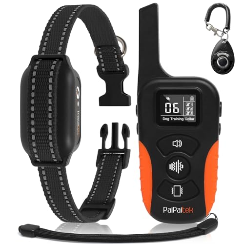 PaiPaitek No Shock Dog Training Collar with Remote 3300ft Range, Strong Vibrating Dog Collar Beep and Vibrate Only, Waterproof & Rechargeable Vibration Collar for Small Medium Large Dogs – No Prongs