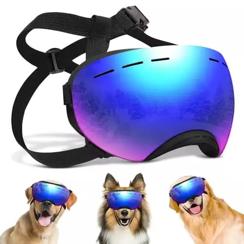 Dog Goggles, Dog Glasses Large Breed, Sunglasses for Dogs with Adjustable Strap UV Protection, Windproof Dogs Eyes Protection.