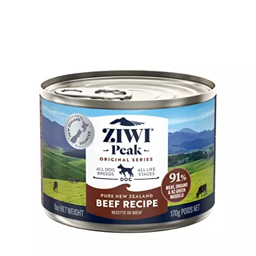 ZIWI Peak Canned Wet Dog Food – All Natural, High Protein, Grain Free, Limited Ingredient, with Superfoods (Beef, Case of 12, 6oz Cans)