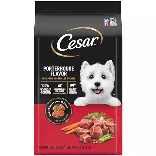 CESAR Small Breed Dry Dog Food Porterhouse Flavor and Spring Vegetables Garnish, 5 lb. Bag