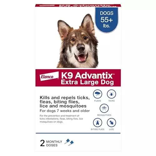 K9 Advantix Flea, Tick & Mosquito Prevention for Dogs Over 55 lbs. | Flea Drops for Extra Large Dogs | Apply Monthly | 2 Treatments