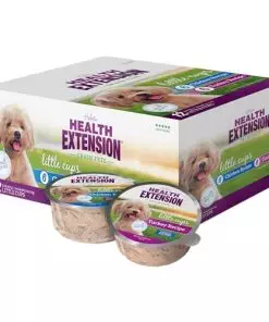 Health Extension Wet Dog Food, Grain-Free, Natural Food Cups for Small Breed Dogs, Include 6 Chicken Recipe Cups & 6 Turkey Recipe Cups, Each Cup Weight (3.5 Oz / 99.2 g)