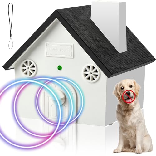 Anti Barking Device for Dogs, Ultrasonic Dog Bark Deterrent Devices High Up to 50 Ft Range, 4 Adjustable Modes Control Dog Deterrent Devices, Weatherproof Dog Barking Silencer for Indoor & Outdoor