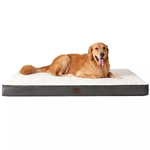 EHEYCIGA Orthopedic XL Dog Beds for Extra Large Dogs with Removable Washable Cover for Crate, Beige, 41×27