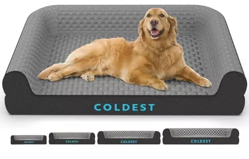 Coldest Cozy Dog Bed – Cooling Small, Medium Large Dogs Beds – Best for Washable Removable Cover Comfy and Anti Slip (X-Large, Grey)