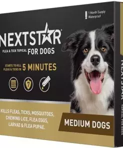 NEXTSTAR Flea and Tick Prevention for Dogs, Repellent, and Control, Fast Acting Waterproof Topical Drops for Medium Dogs, 1 Month Dose