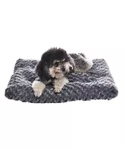 Amazon Basics Plush Pet Bed and Dog Crate Pad, X-Small, 23 x 18 x 2.5 Inches, Gray