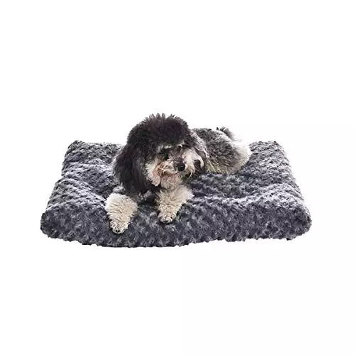 Amazon Basics Plush Pet Bed and Dog Crate Pad, X-Small, 23 x 18 x 2.5 Inches, Gray