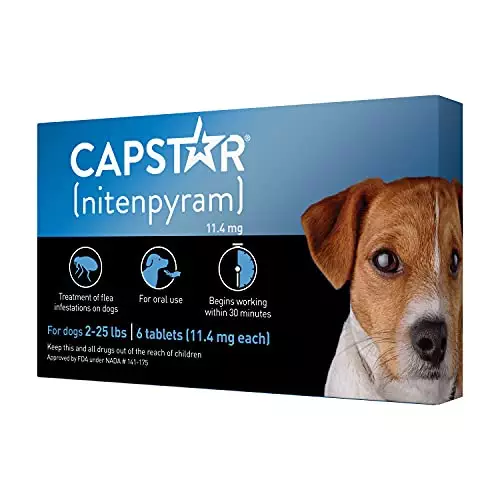Capstar Fast-Acting Oral Flea Treatment for Dogs 2-25 lbs, Vet-Recommended Medication Tablets Start Killing in 30 Minutes, 6 Doses