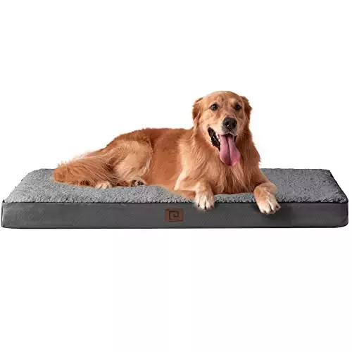 EHEYCIGA Orthopedic XL Dog Beds for Extra Large Dogs with Removable Washable Cover for Crate, Grey, 41×27